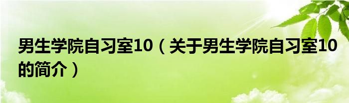 男生學院自習室10（關于男生學院自習室10的簡介）