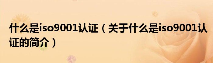 什么是iso9001認證（關(guān)于什么是iso9001認證的簡介）