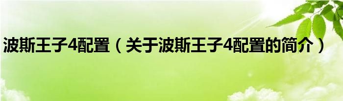 波斯王子4配置（關(guān)于波斯王子4配置的簡(jiǎn)介）