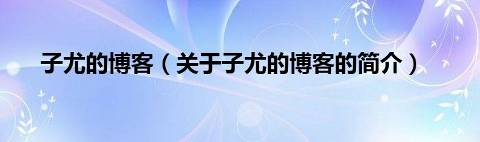 子尤的博客（關(guān)于子尤的博客的簡(jiǎn)介）