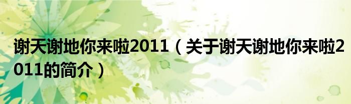 謝天謝地你來啦2011（關于謝天謝地你來啦2011的簡介）