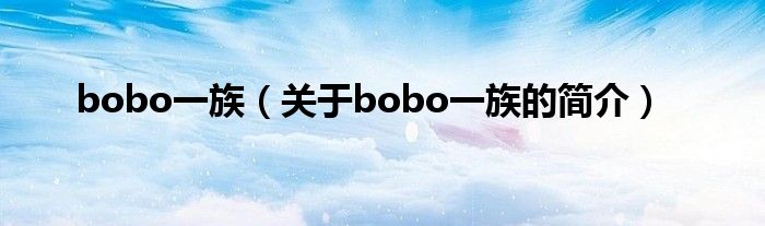 bobo一族（關(guān)于bobo一族的簡介）