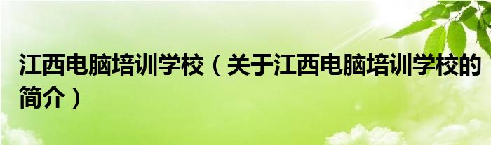 江西電腦培訓學校（關(guān)于江西電腦培訓學校的簡介）