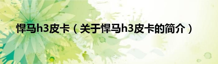 悍馬h3皮卡（關(guān)于悍馬h3皮卡的簡介）