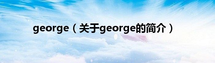 george（關于george的簡介）