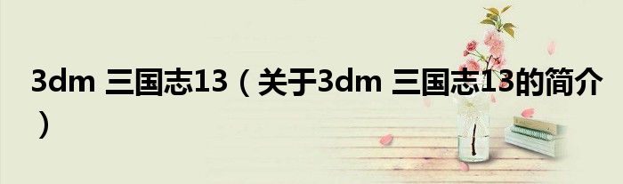 3dm 三國(guó)志13（關(guān)于3dm 三國(guó)志13的簡(jiǎn)介）