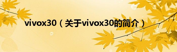 vivox30（關(guān)于vivox30的簡介）