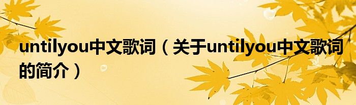 untilyou中文歌詞（關(guān)于untilyou中文歌詞的簡(jiǎn)介）