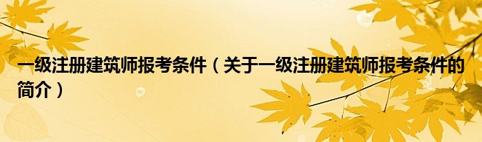 一級(jí)注冊(cè)建筑師報(bào)考條件（關(guān)于一級(jí)注冊(cè)建筑師報(bào)考條件的簡(jiǎn)介）