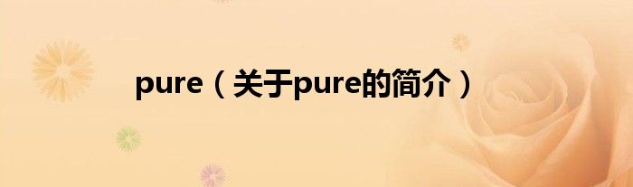 pure（關(guān)于pure的簡介）