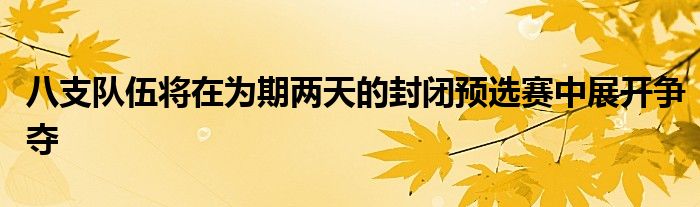 八支隊伍將在為期兩天的封閉預(yù)選賽中展開爭奪