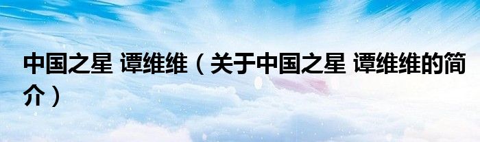 中國(guó)之星 譚維維（關(guān)于中國(guó)之星 譚維維的簡(jiǎn)介）