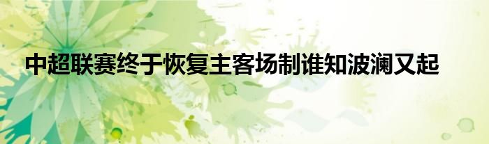 中超聯(lián)賽終于恢復主客場制誰知波瀾又起