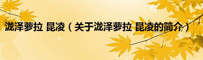 瀧澤蘿拉 昆凌（關(guān)于瀧澤蘿拉 昆凌的簡(jiǎn)介）