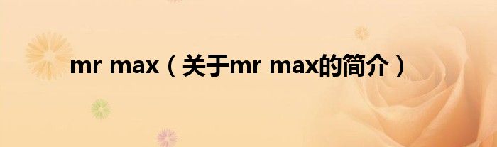 mr max（關(guān)于mr max的簡(jiǎn)介）