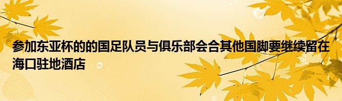 參加?xùn)|亞杯的的國(guó)足隊(duì)員與俱樂(lè)部會(huì)合其他國(guó)腳要繼續(xù)留在?？隈v地酒店