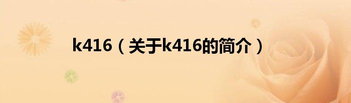 k416（關(guān)于k416的簡(jiǎn)介）