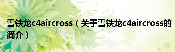 雪鐵龍c4aircross（關(guān)于雪鐵龍c4aircross的簡(jiǎn)介）