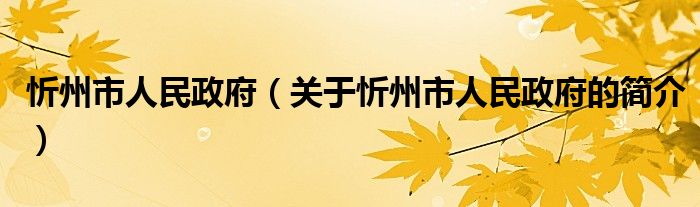 忻州市人民政府（關(guān)于忻州市人民政府的簡(jiǎn)介）