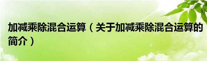 加減乘除混合運(yùn)算（關(guān)于加減乘除混合運(yùn)算的簡(jiǎn)介）