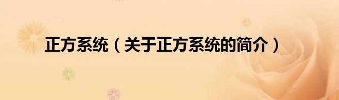 正方系統(tǒng)（關(guān)于正方系統(tǒng)的簡(jiǎn)介）