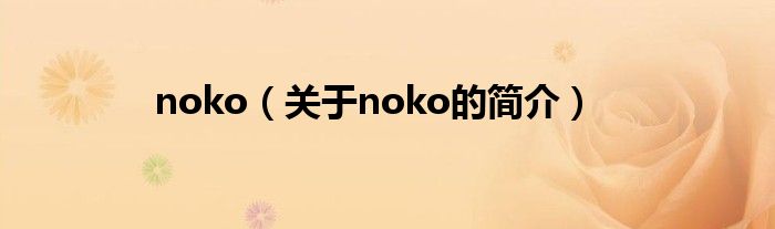 noko（關(guān)于noko的簡(jiǎn)介）