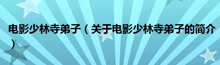 電影少林寺弟子（關(guān)于電影少林寺弟子的簡介）