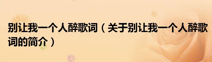 別讓我一個(gè)人醉歌詞（關(guān)于別讓我一個(gè)人醉歌詞的簡介）