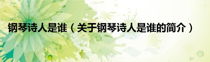 鋼琴詩(shī)人是誰(shuí)（關(guān)于鋼琴詩(shī)人是誰(shuí)的簡(jiǎn)介）