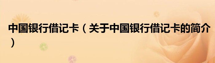 中國銀行借記卡（關于中國銀行借記卡的簡介）