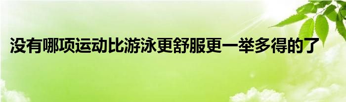 沒有哪項運動比游泳更舒服更一舉多得的了