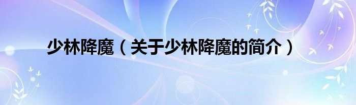 少林降魔（關(guān)于少林降魔的簡介）