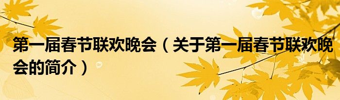 第一屆春節(jié)聯(lián)歡晚會（關(guān)于第一屆春節(jié)聯(lián)歡晚會的簡介）