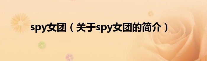 spy女團（關(guān)于spy女團的簡介）