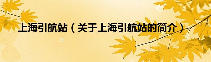 上海引航站（關(guān)于上海引航站的簡(jiǎn)介）