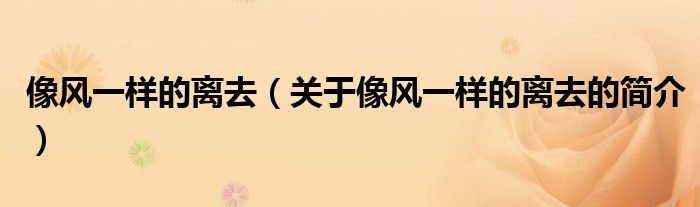 像風(fēng)一樣的離去（關(guān)于像風(fēng)一樣的離去的簡介）