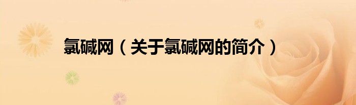 氯堿網(wǎng)（關(guān)于氯堿網(wǎng)的簡(jiǎn)介）