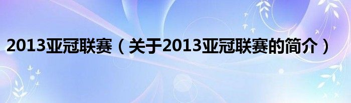 2013亞冠聯(lián)賽（關(guān)于2013亞冠聯(lián)賽的簡介）