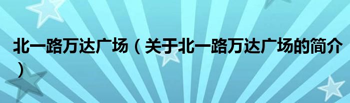 北一路萬達廣場（關于北一路萬達廣場的簡介）