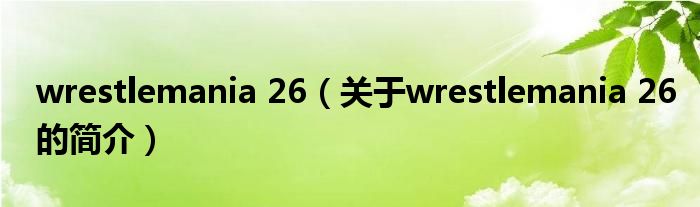 wrestlemania 26（關于wrestlemania 26的簡介）