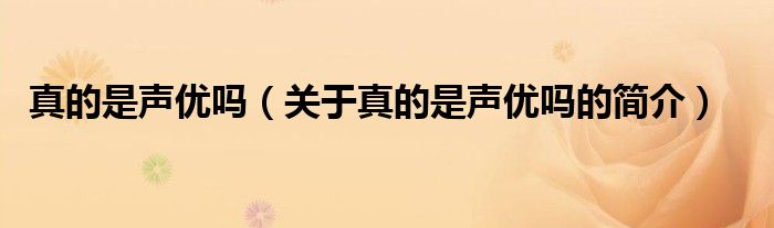 真的是聲優(yōu)嗎（關(guān)于真的是聲優(yōu)嗎的簡(jiǎn)介）