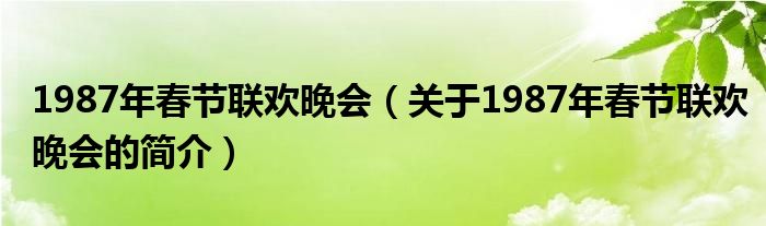 1987年春節(jié)聯(lián)歡晚會(huì)（關(guān)于1987年春節(jié)聯(lián)歡晚會(huì)的簡(jiǎn)介）