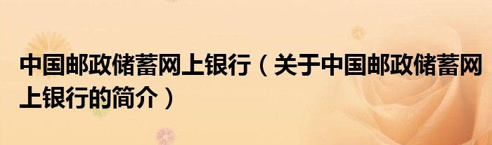 中國郵政儲蓄網上銀行（關于中國郵政儲蓄網上銀行的簡介）