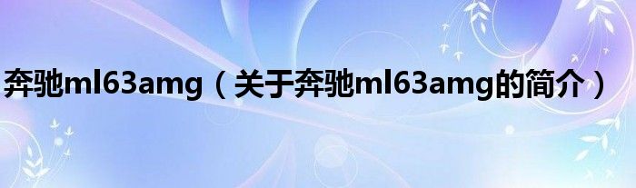 奔馳ml63amg（關(guān)于奔馳ml63amg的簡介）