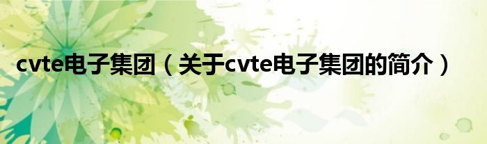 cvte電子集團（關于cvte電子集團的簡介）