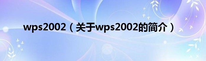 wps2002（關于wps2002的簡介）