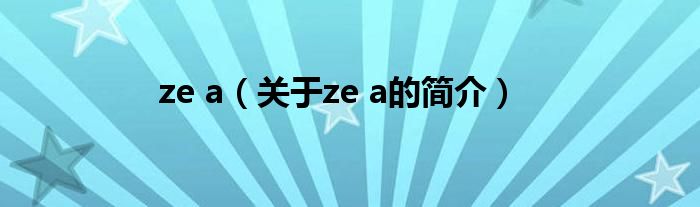 ze a（關(guān)于ze a的簡(jiǎn)介）