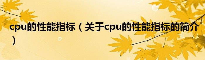 cpu的性能指標(biāo)（關(guān)于cpu的性能指標(biāo)的簡(jiǎn)介）