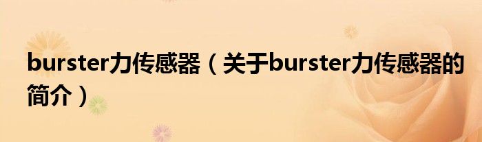 burster力傳感器（關于burster力傳感器的簡介）