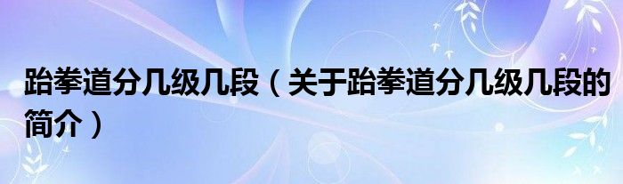 跆拳道分幾級幾段（關(guān)于跆拳道分幾級幾段的簡介）